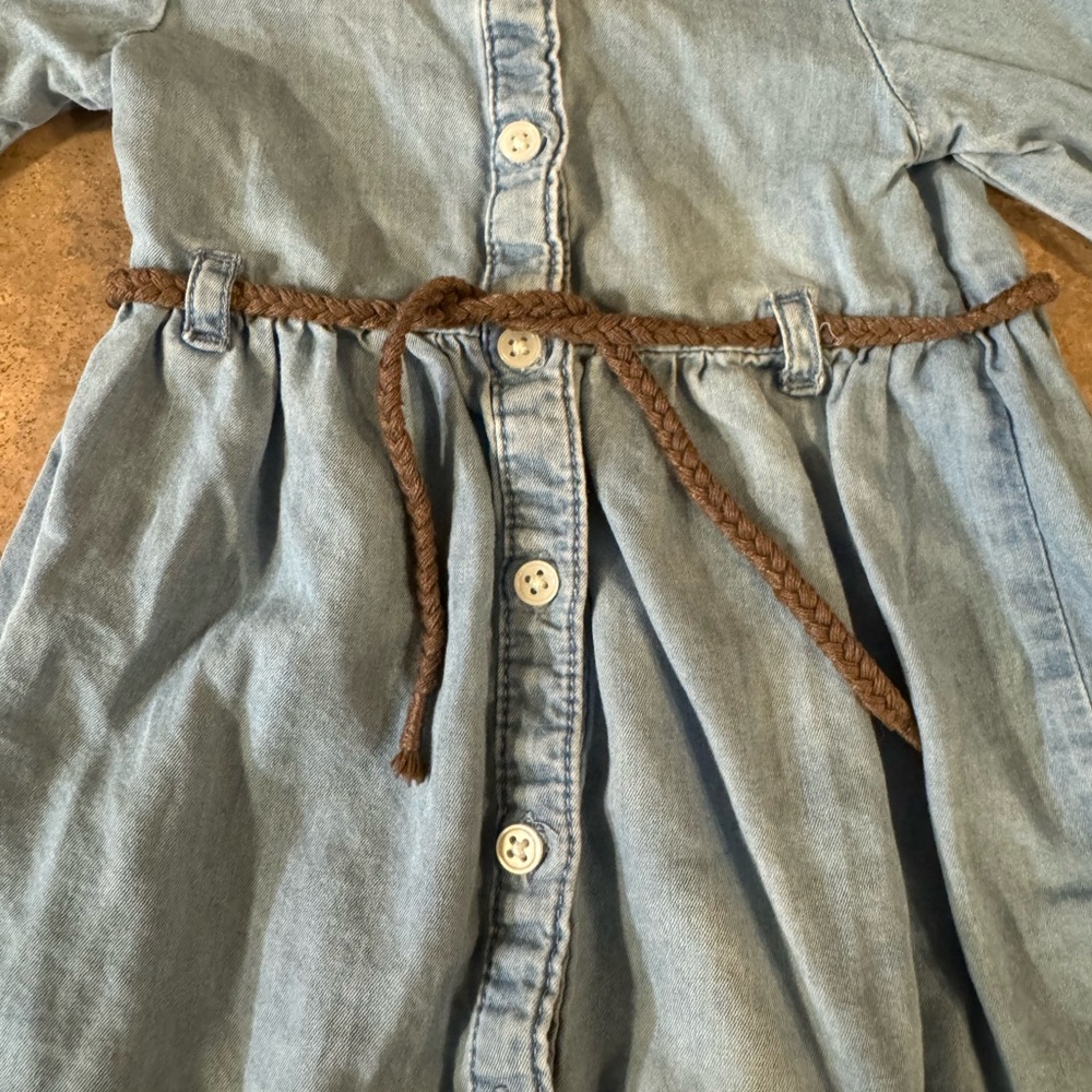 Carter's - Infant Blue Denim Dress with Brown Belt, Size 9M - Picture 4 of 6